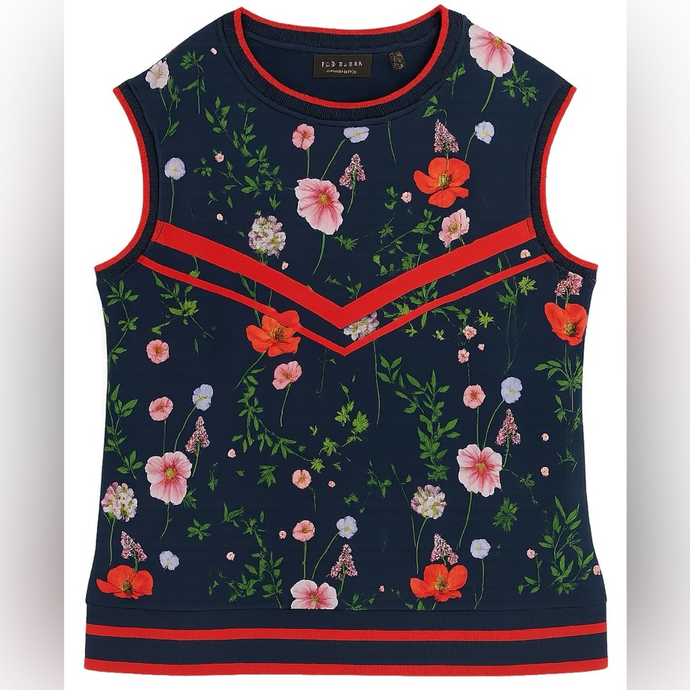 Ted Baker London Red and Pink Graphic Tank Top